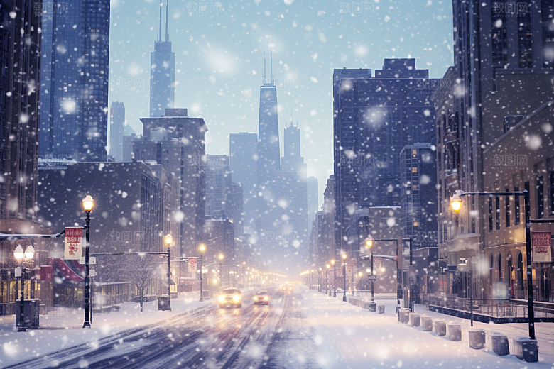 城市雪景静谧高清原画
