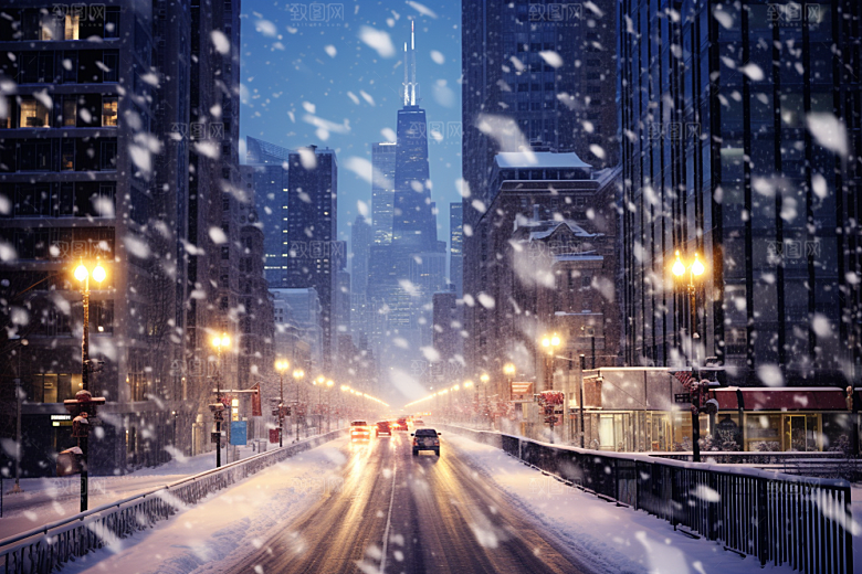 城市雪景高清安静原画
