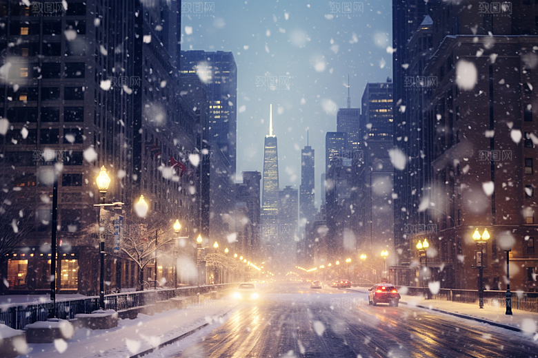 城市雪景高清雪夜原画