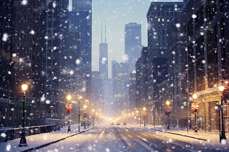 城市雪景高清雪夜原画
