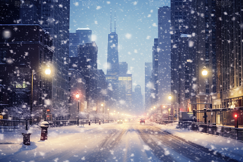城市雪景下雪的都市安静原画
