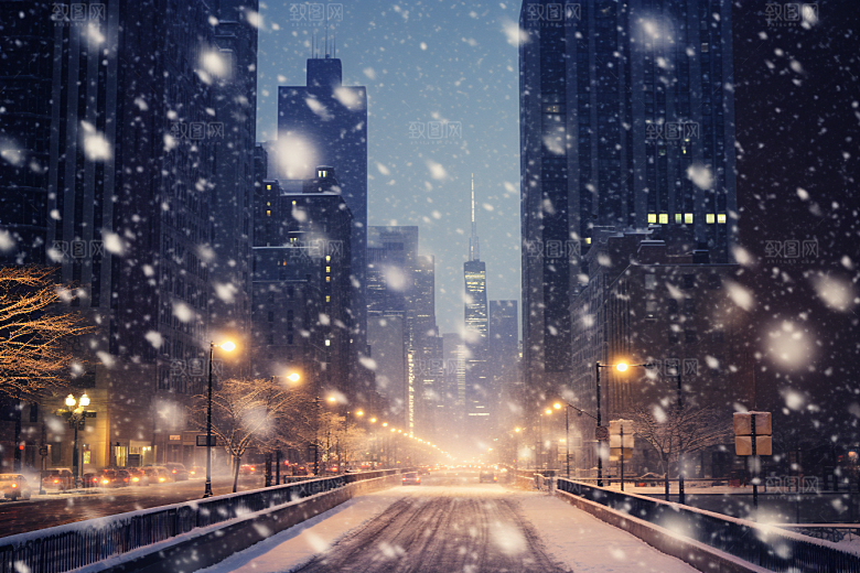城市雪景高清建筑原画