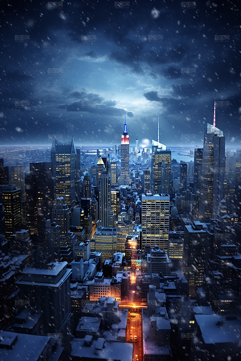 城市雪景高清安静原画
