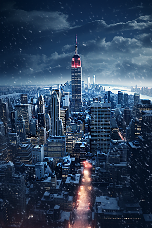城市雪景静谧高清原画