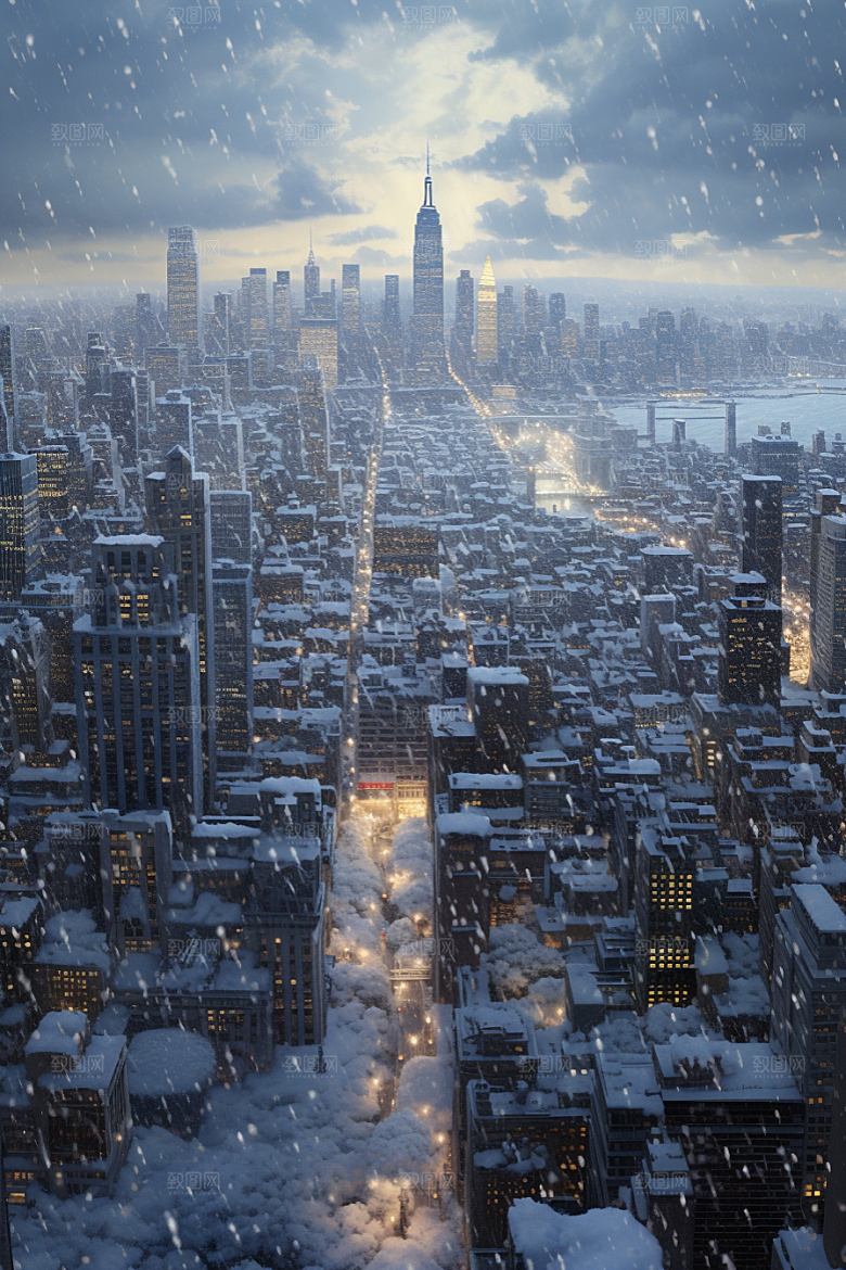 城市雪景高清雪夜原画