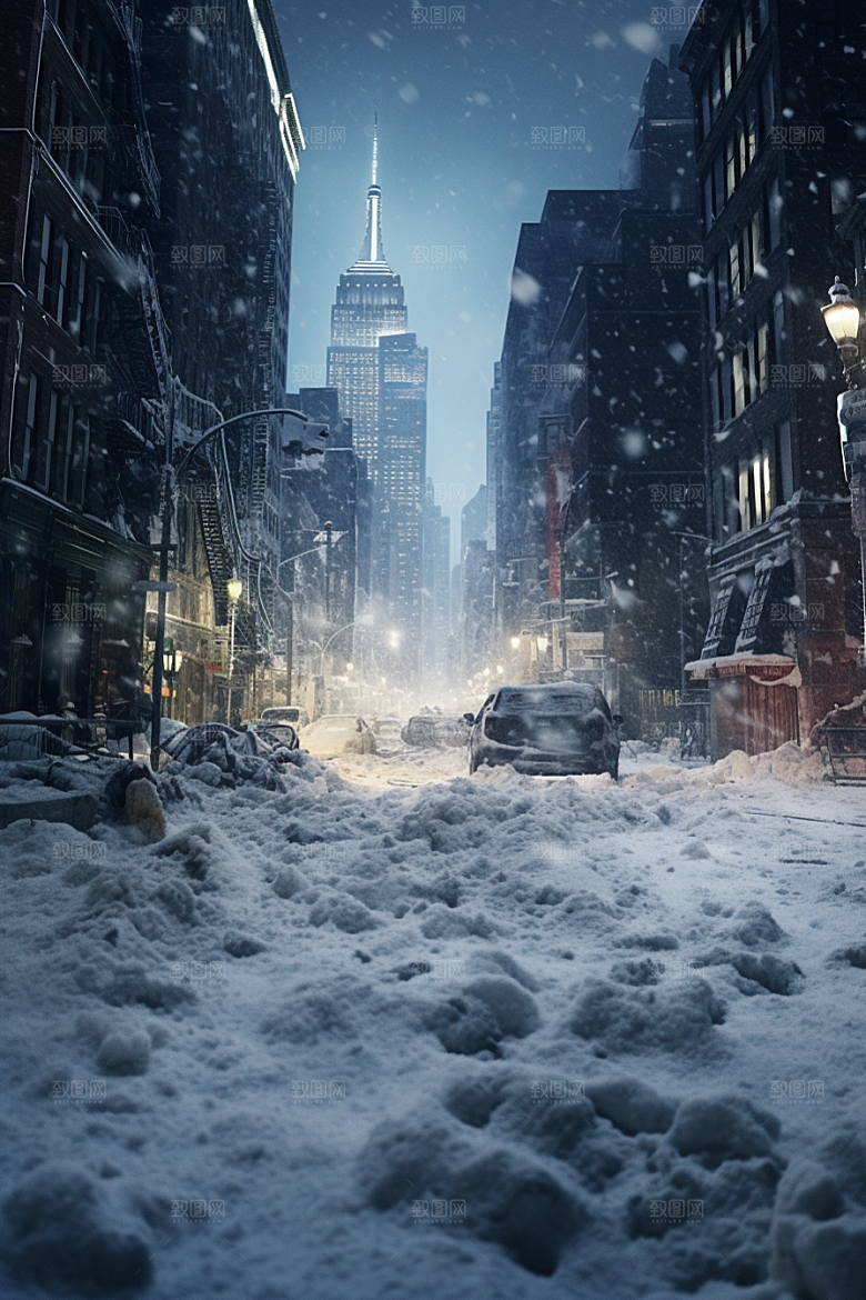 城市雪景下雪的都市雪夜原画