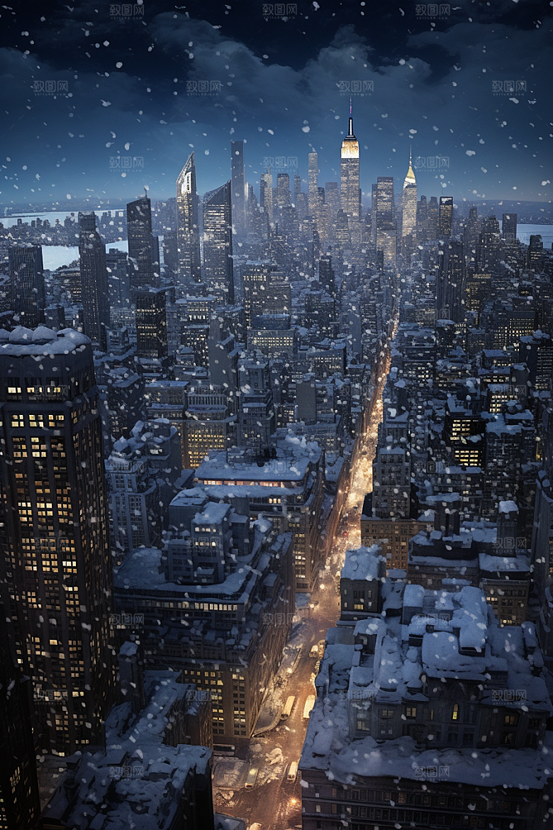 城市雪景高清安静原画