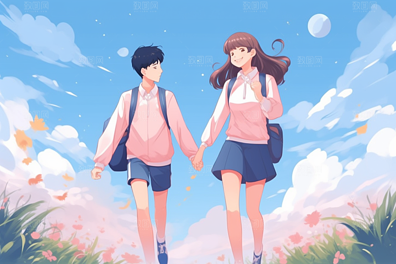 学生放暑假手绘快乐插画