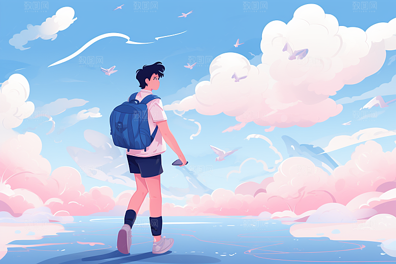 学生放暑假旅游毕业旅游插画