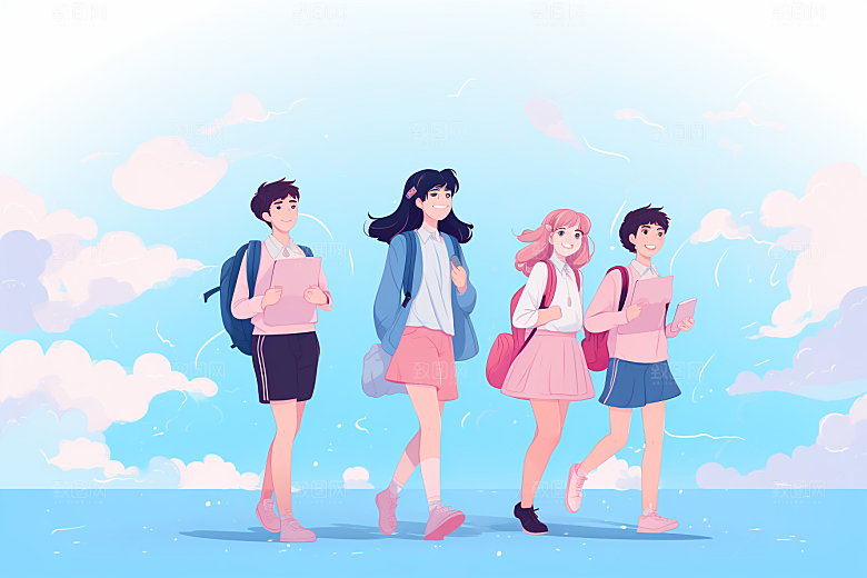 学生放暑假夏天夏季插画