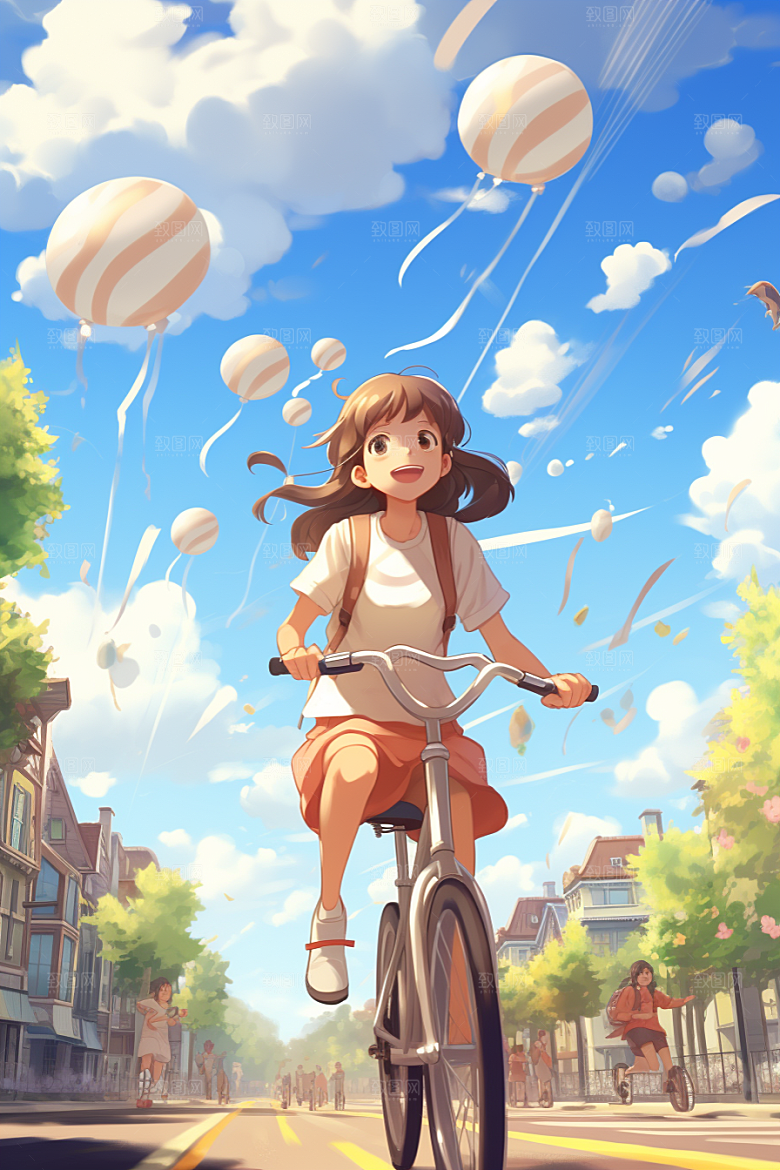 学生放暑假毕业旅游手绘插画