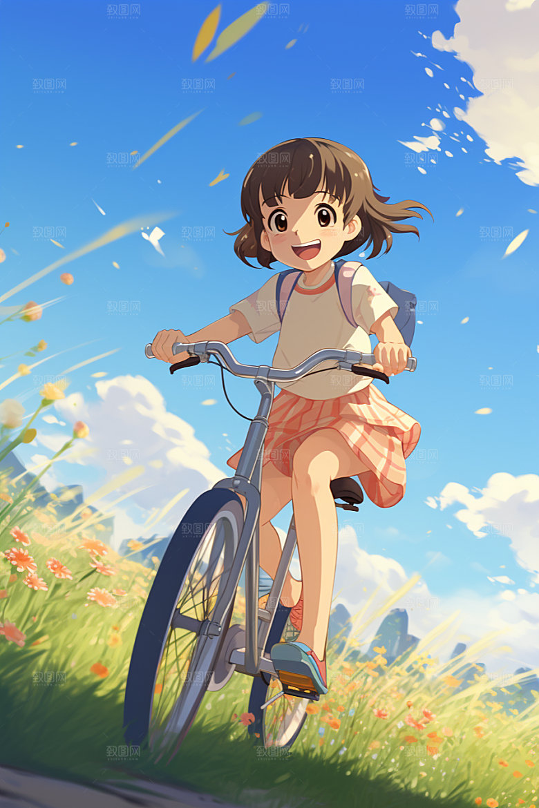 学生放暑假旅游结伴插画