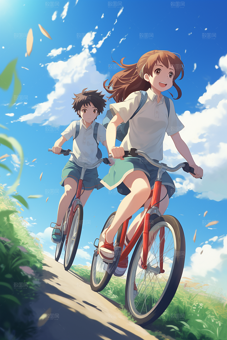 学生放暑假放假了旅游插画