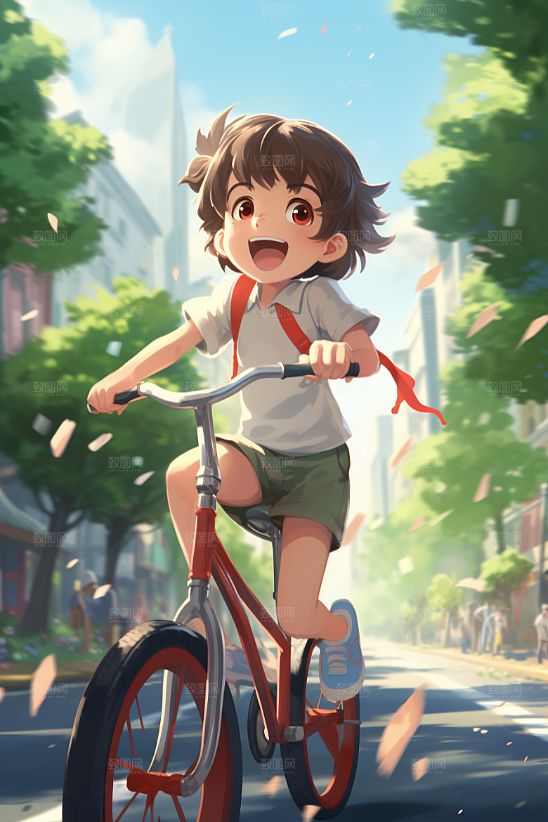 学生放暑假结业夏季插画