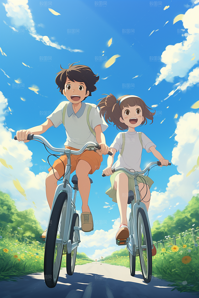 学生放暑假毕业旅游夏季插画