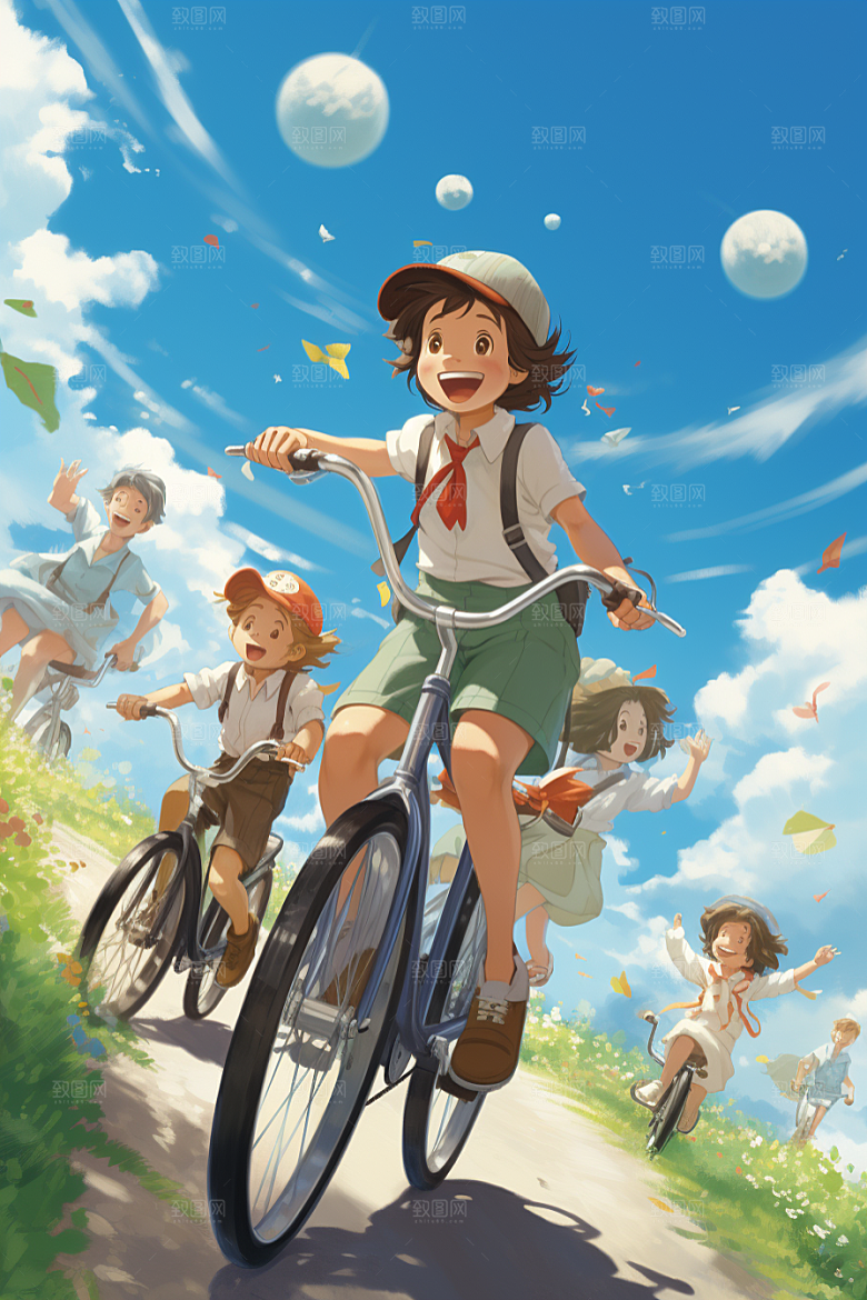 学生放暑假夏季放假了插画