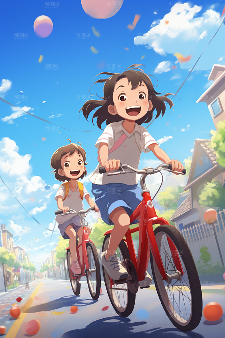 学生放暑假手绘毕业旅游插画