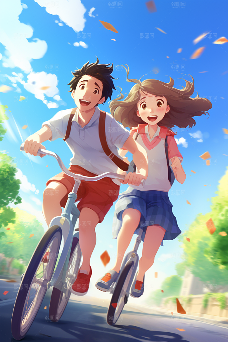 学生放暑假毕业旅游旅游插画
