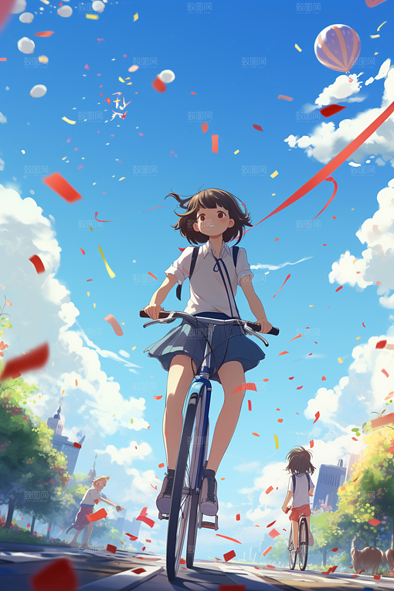 学生放暑假手绘夏季插画