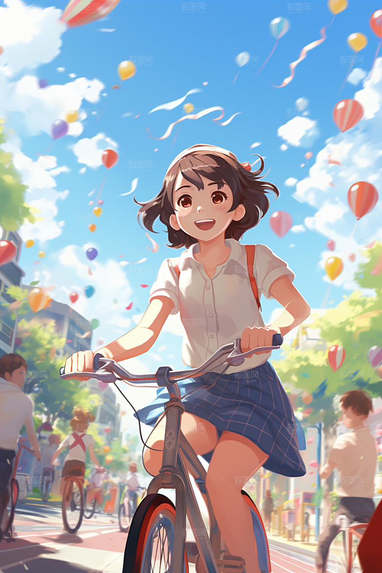 学生放暑假旅游出游插画