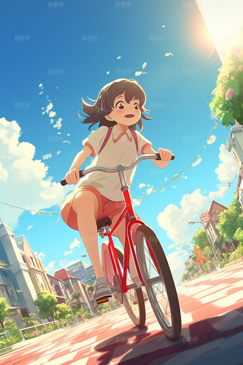 学生放暑假旅游结伴插画