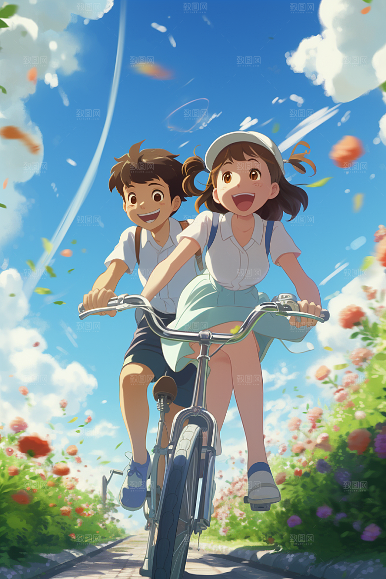学生放暑假放假了夏天插画