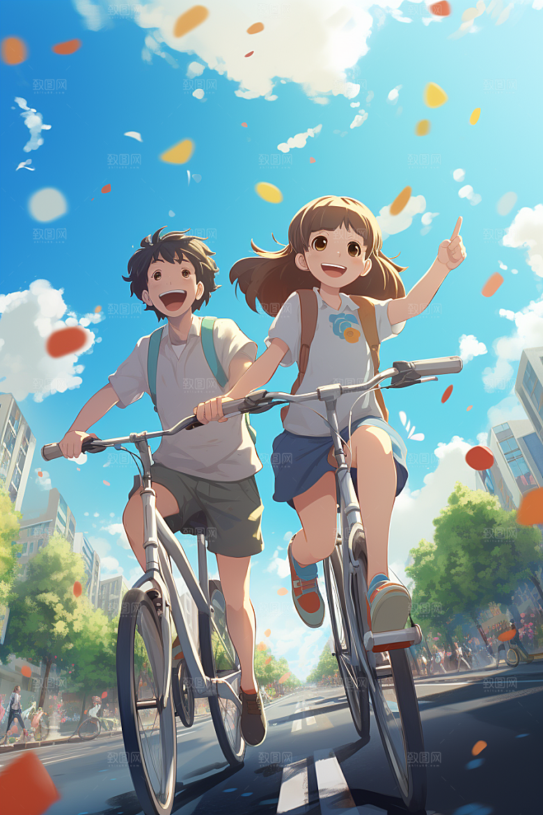 学生放暑假手绘快乐插画