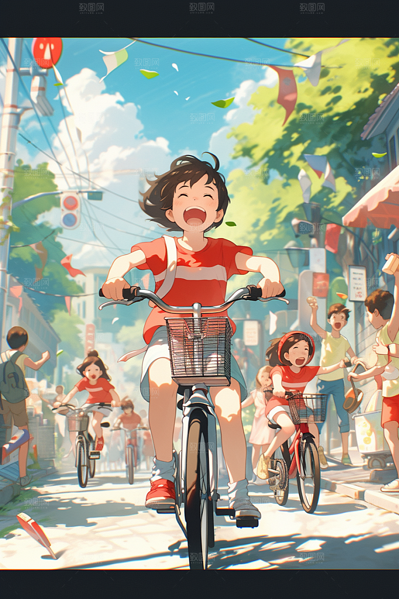 学生放暑假毕业旅游结伴插画