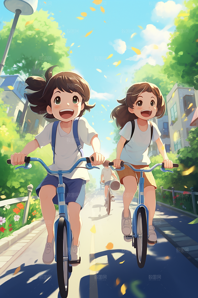 学生放暑假毕业旅游放假了插画