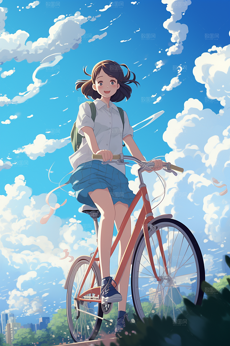 学生放暑假手绘毕业旅游插画
