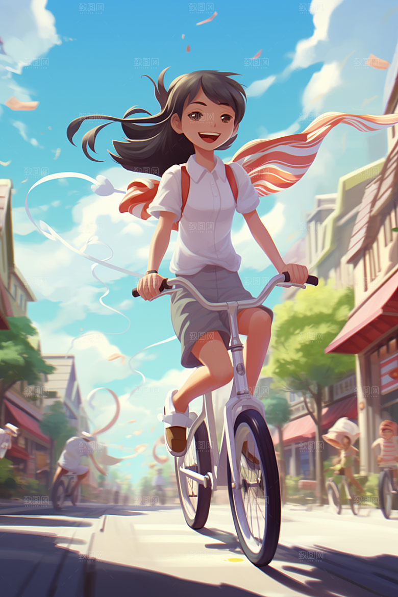 学生放暑假快乐结业插画
