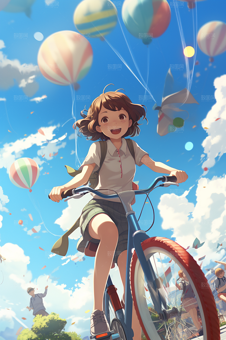学生放暑假毕业旅游结业插画