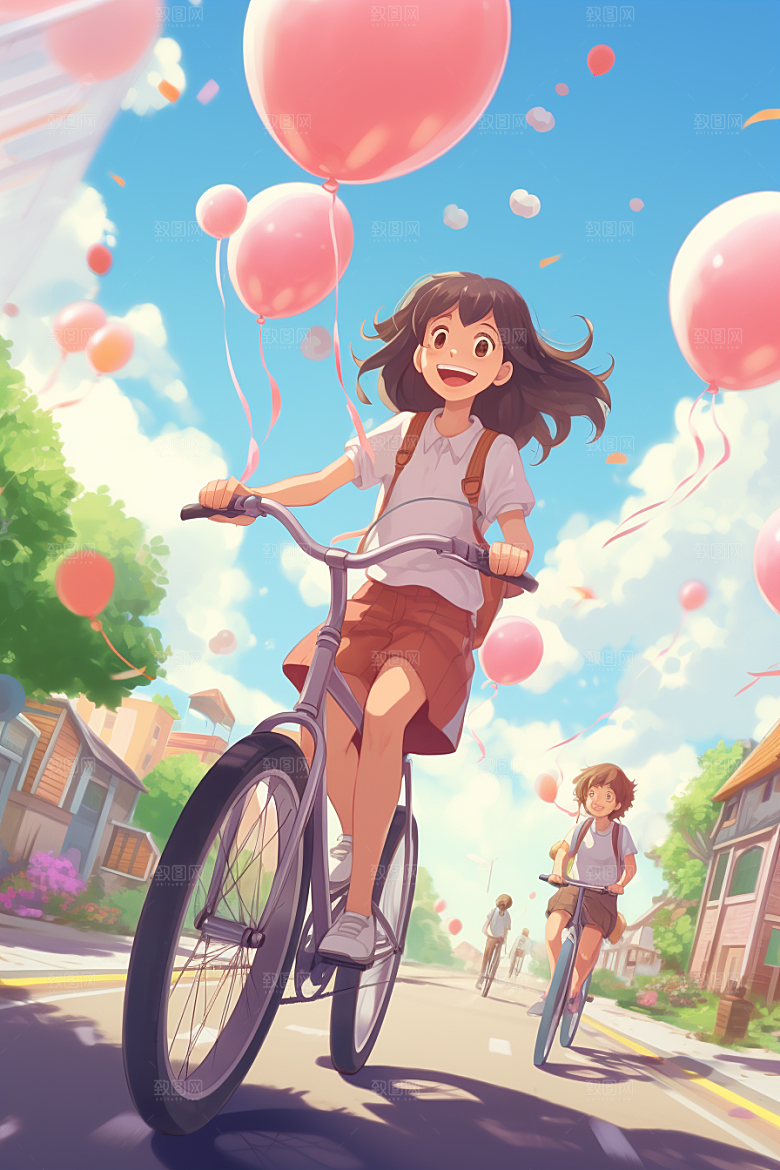 学生放暑假夏天快乐插画