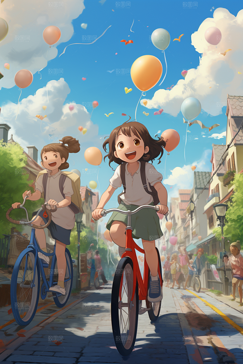 学生放暑假出游毕业旅游插画