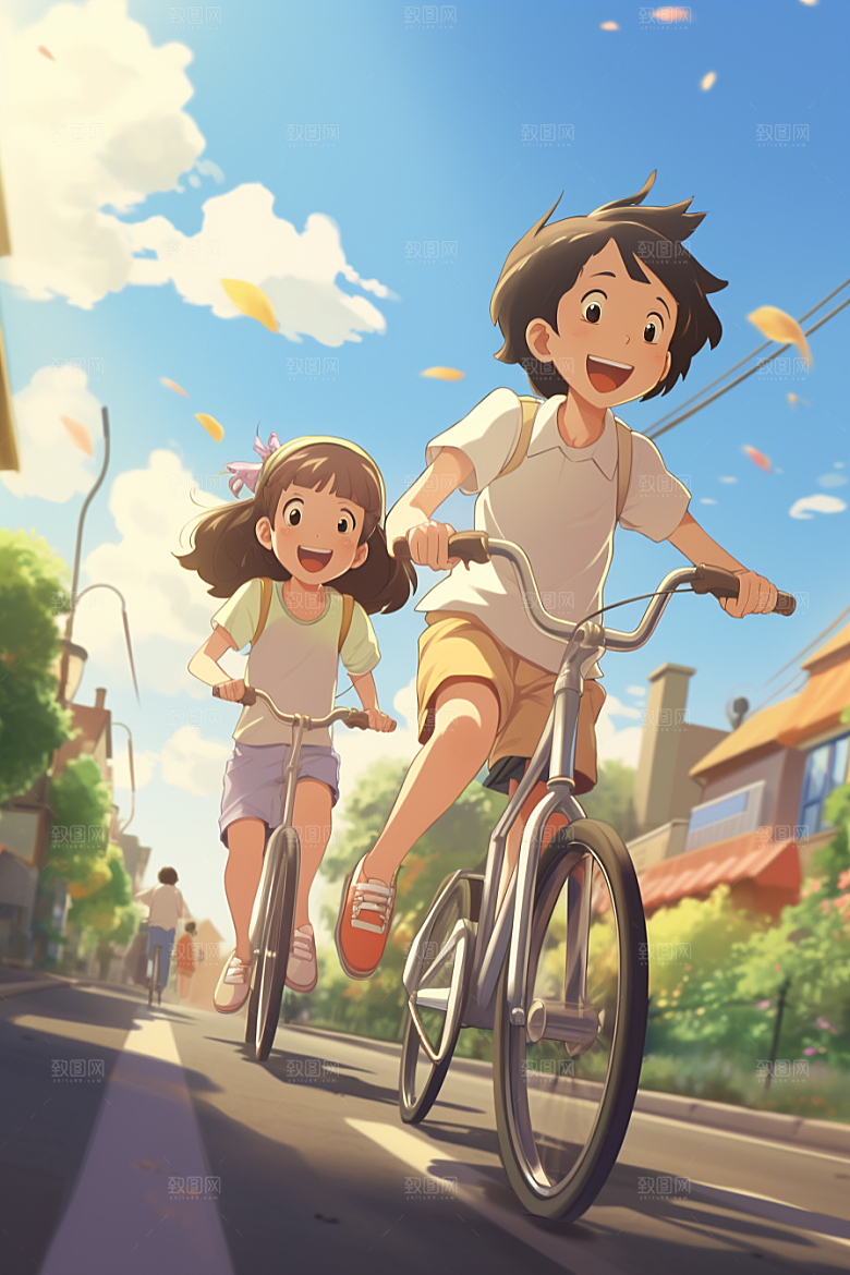 学生放暑假夏天夏季插画