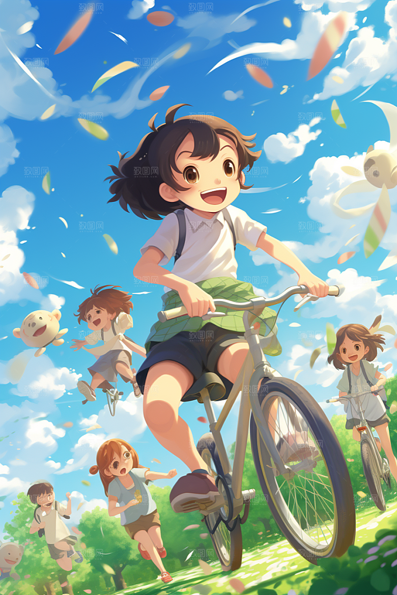 学生放暑假毕业旅游结业插画