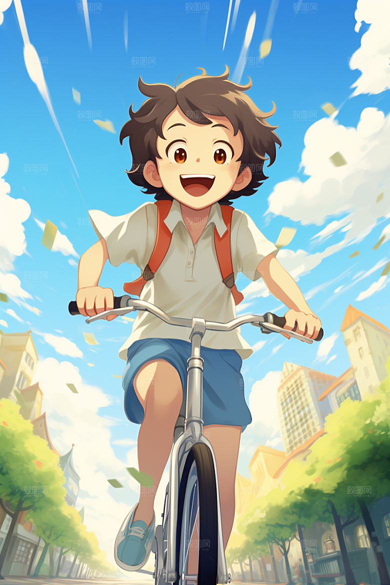学生放暑假出游放假了插画