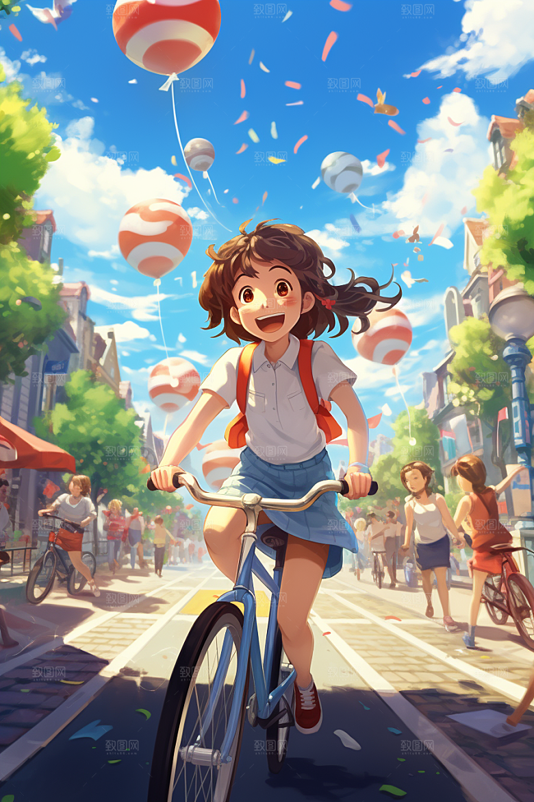 学生放暑假放假了毕业旅游插画