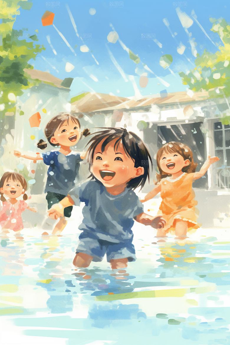 学生放暑假毕业旅游结伴插画