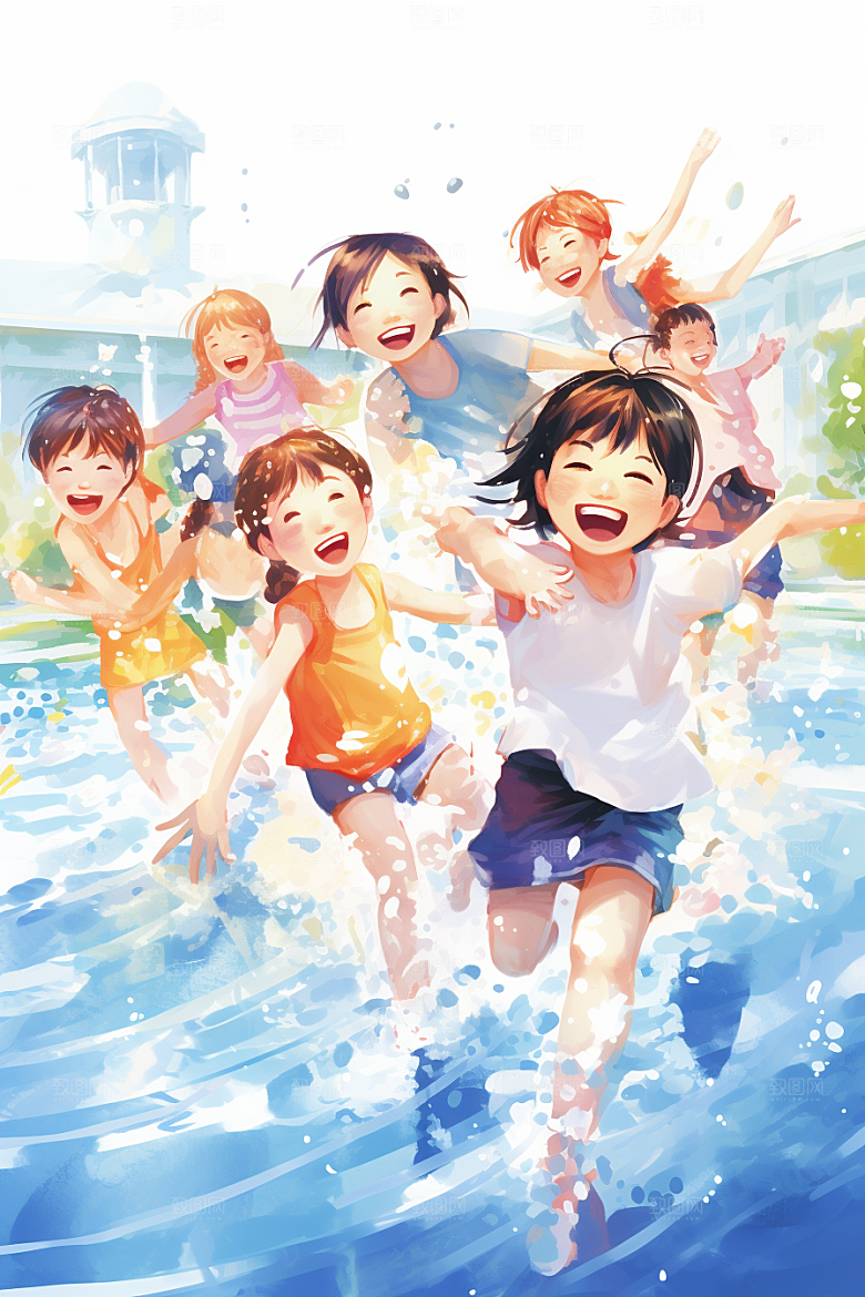 学生放暑假旅游夏天插画