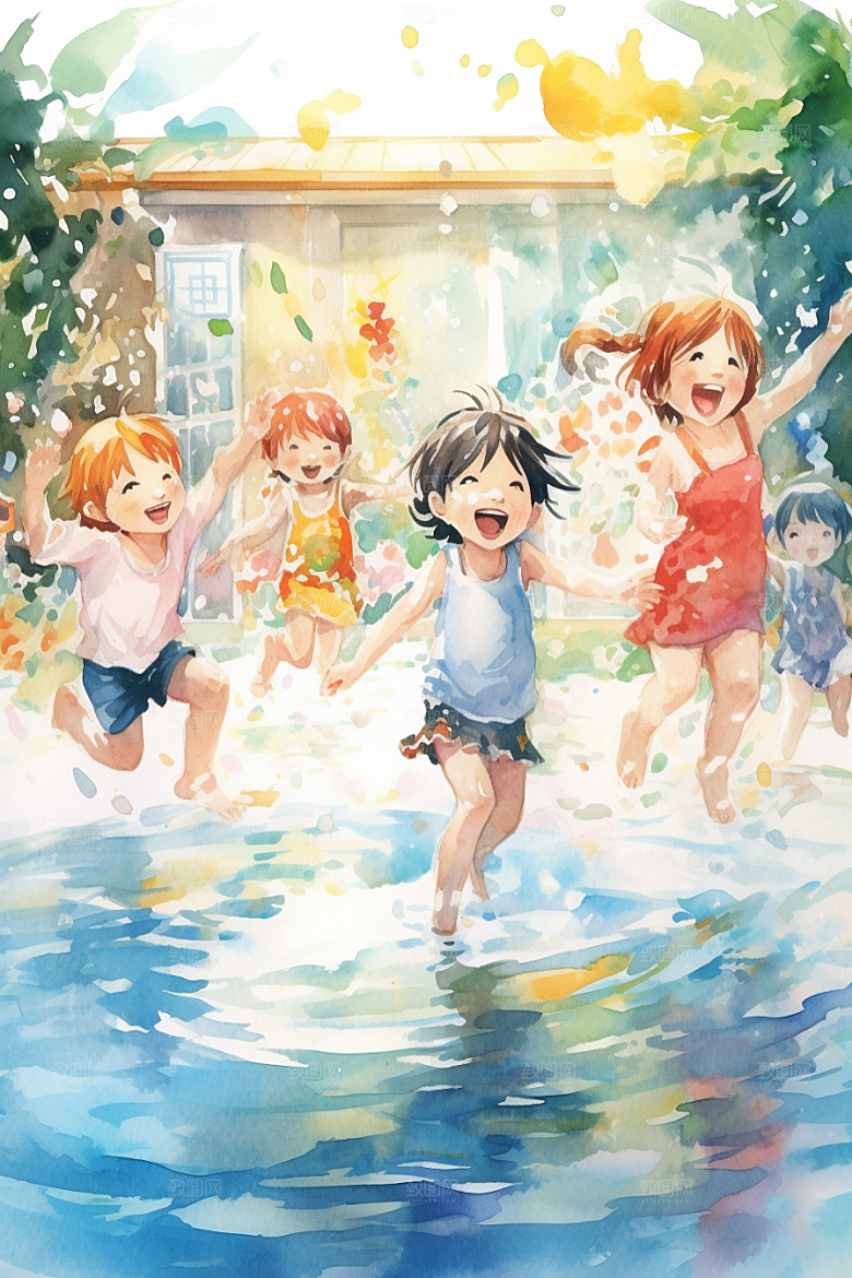 学生放暑假漫画风夏季插画