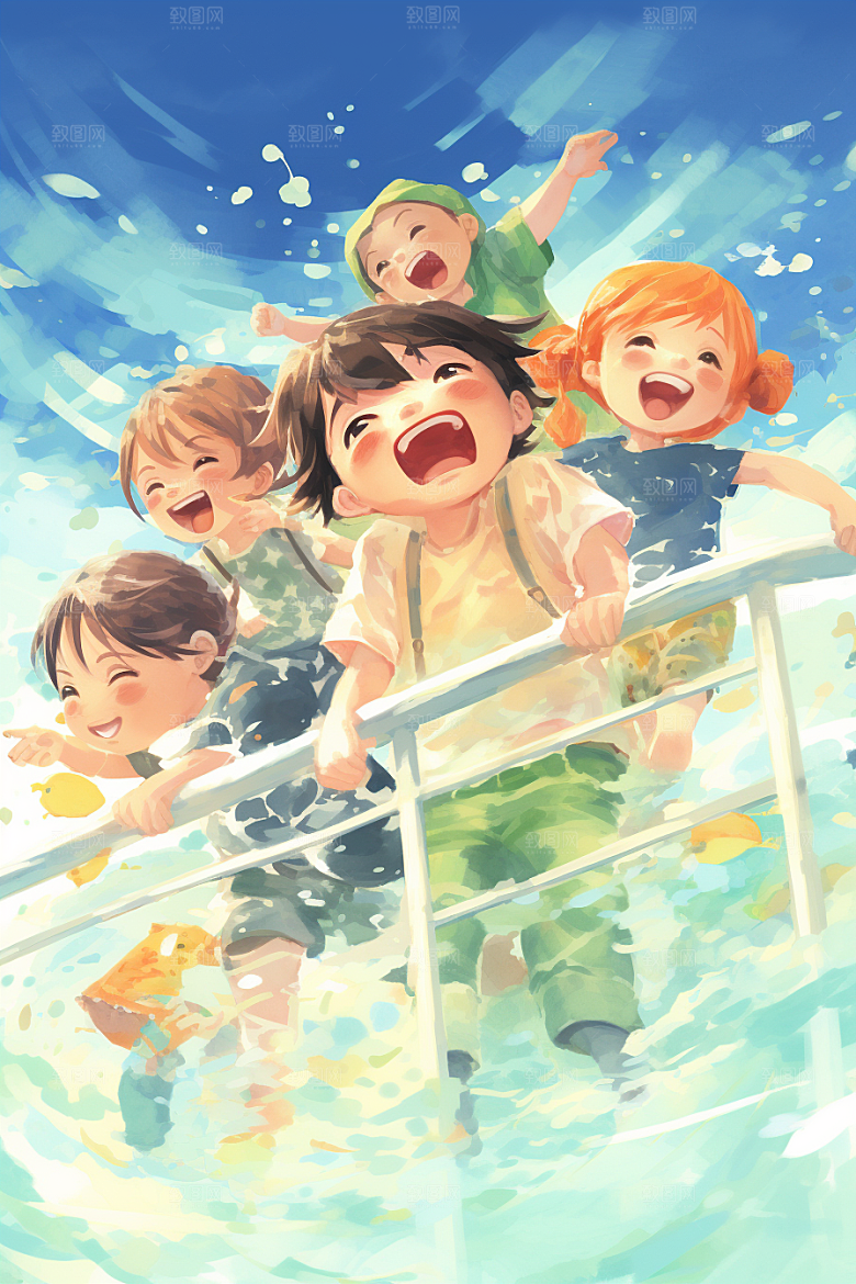 学生放暑假手绘夏季插画