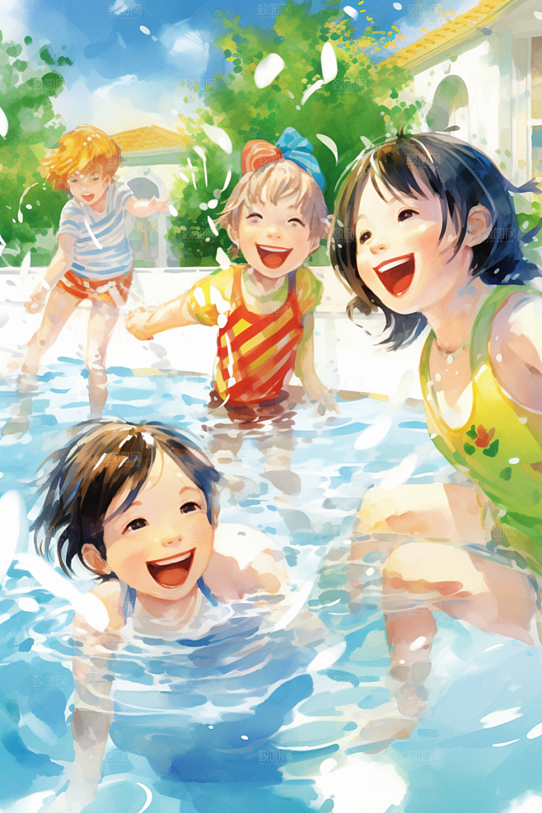 学生放暑假夏天夏季插画