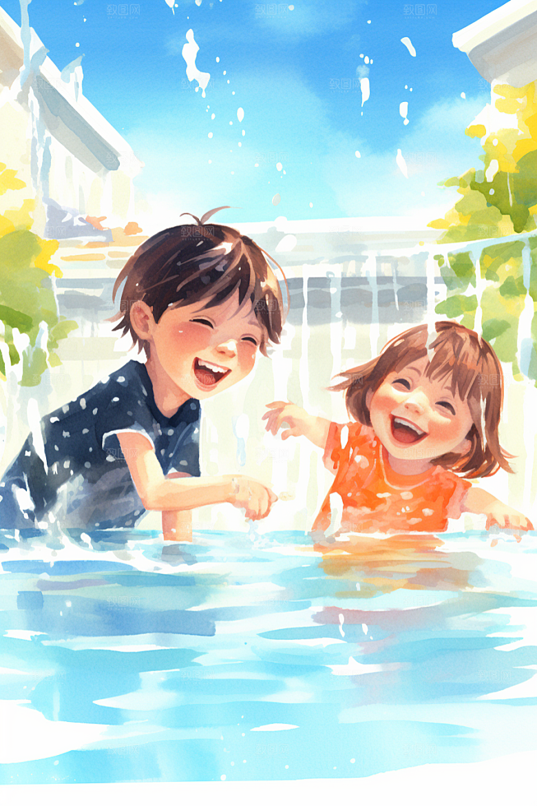 学生放暑假放假了出游插画