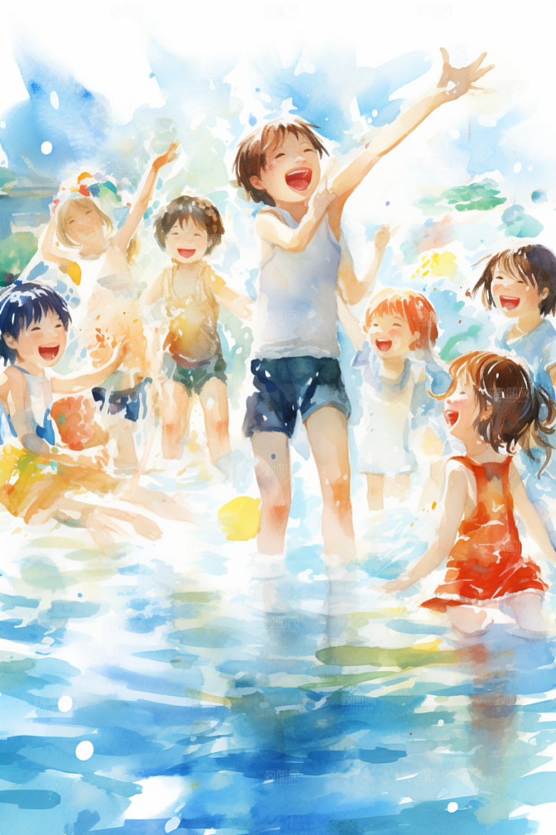 学生放暑假手绘结业插画