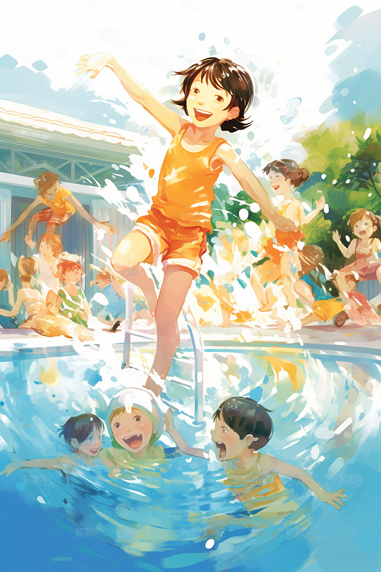 学生放暑假手绘夏天插画