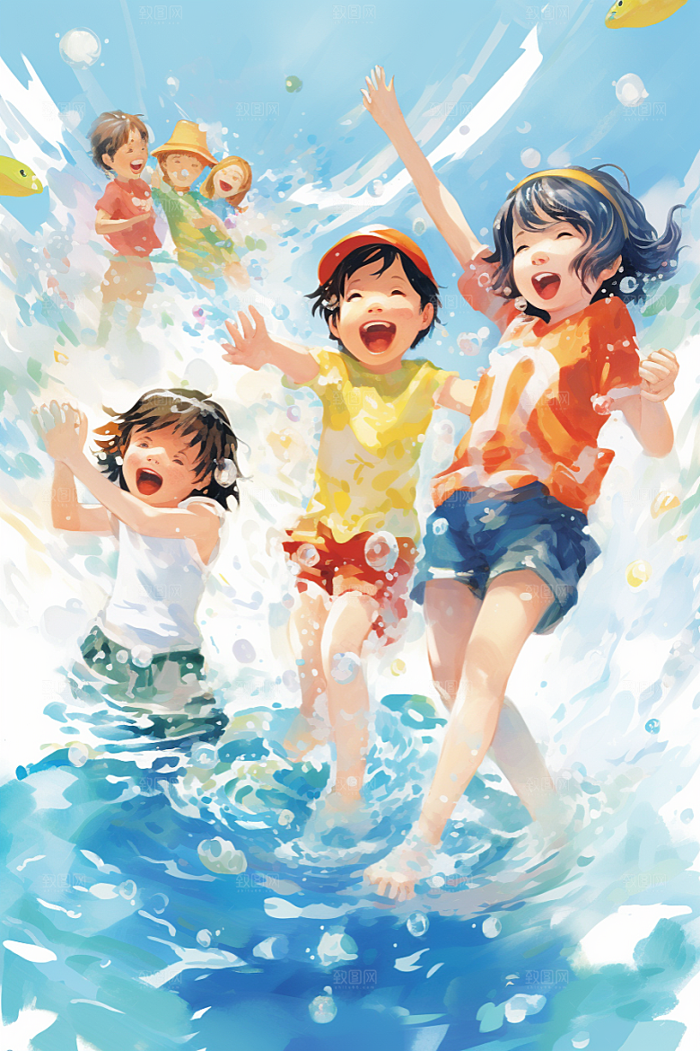 学生放暑假夏季毕业旅游插画