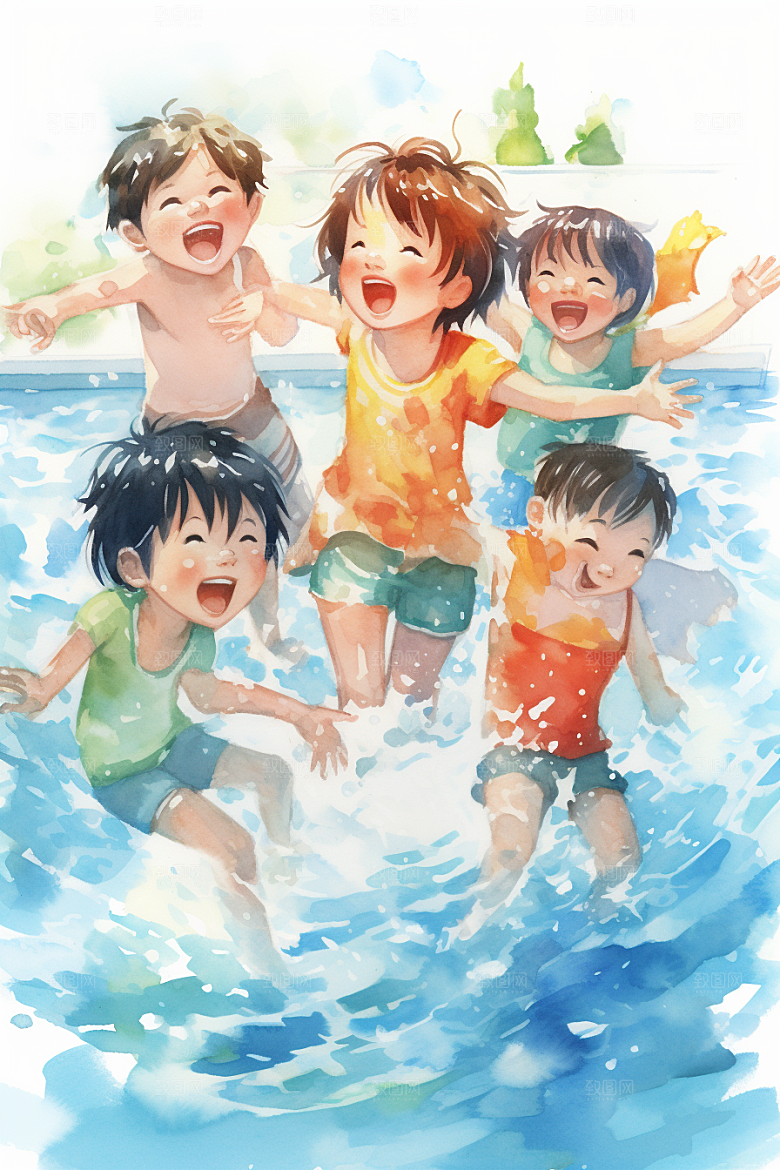 学生放暑假快乐结业插画