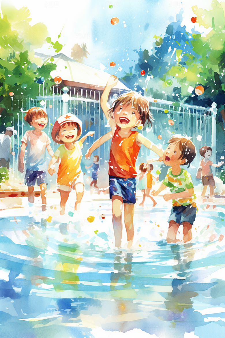 学生放暑假出游结伴插画