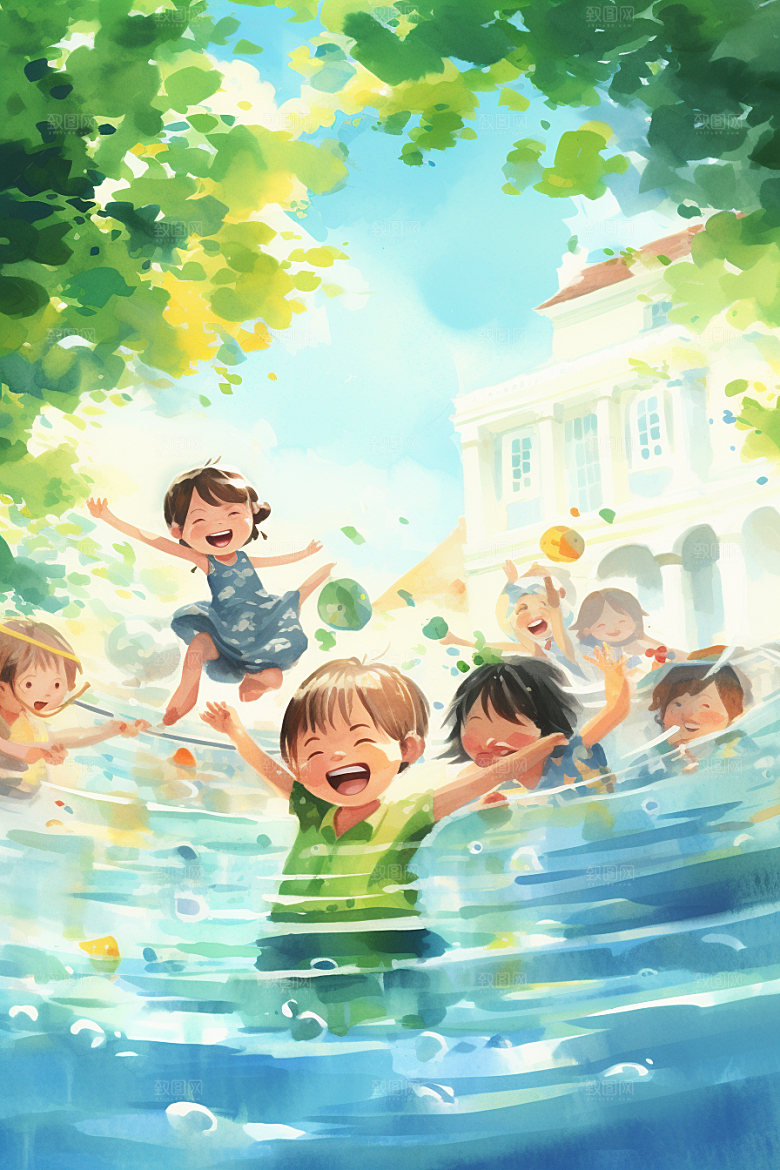 学生放暑假毕业旅游夏天插画